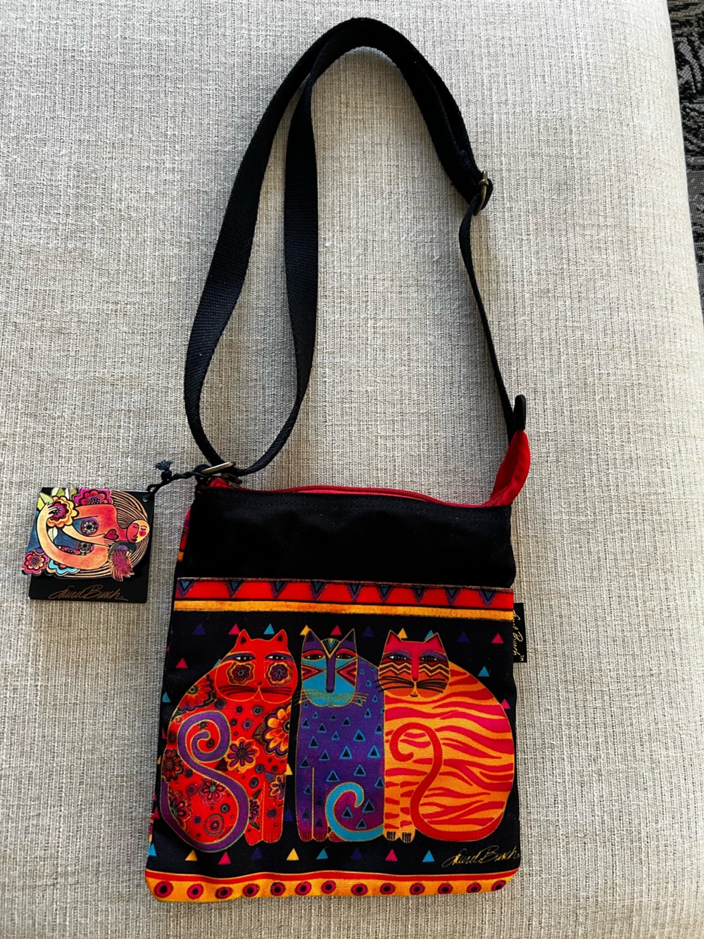 Laurel Burch Cats Crossbody Bag - Black & Red